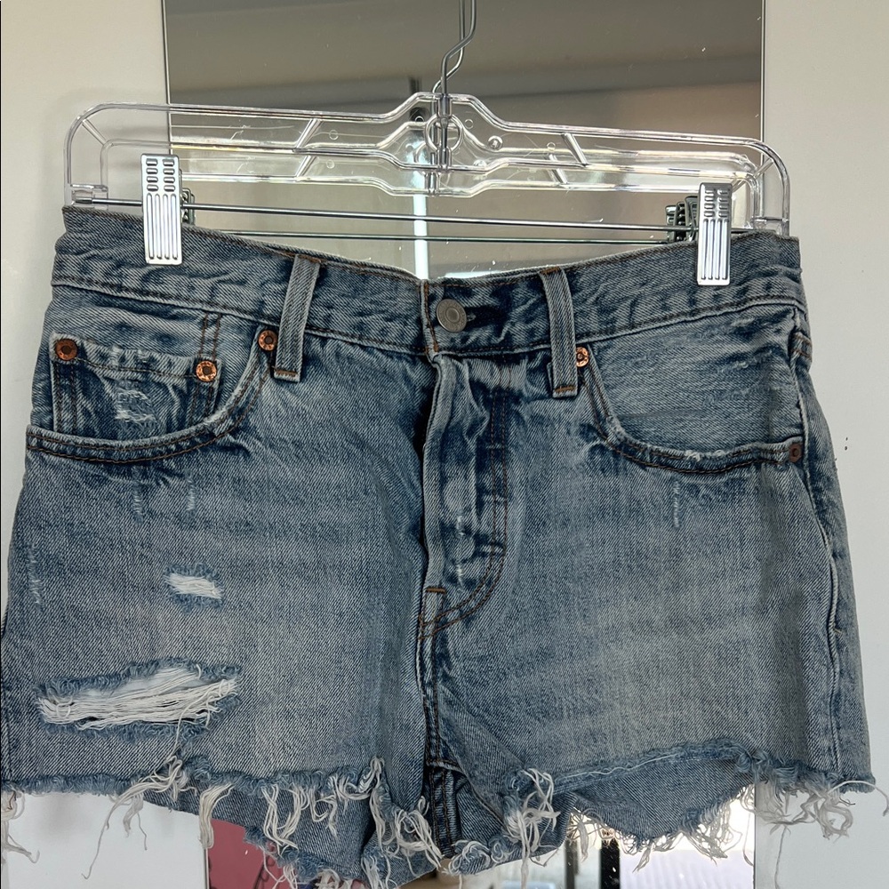 Levi's Blue Distressed Jean Shorts